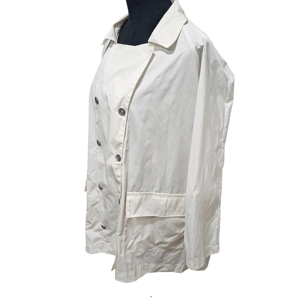 PLANET‎ Lightweight Jacket Womens One Size Ivory Double Breasted Nylon Coat